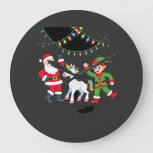 Relógio Grande Dabbing Papai Noel Elfo Unicórnio Natal Crianças M