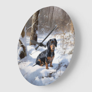 Relógio Grande Dachshund Deixe Nevar Natal