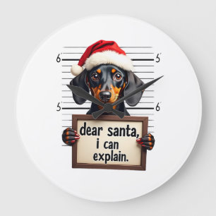 Relógio Grande Dachshund Engraçado Natal Querido Papai Noel Posso