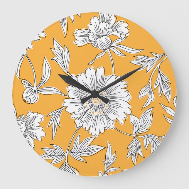 Relógio Grande Daisy Head: Linha Floral de Verão. (Frente)