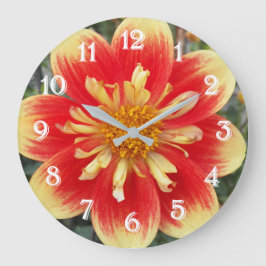 Relógio Grande Dália Floral Colarete Laranja e Amarelo