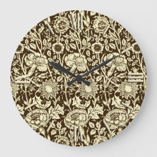 Relógio Grande Damasco, Brown e creme do cravo de Nouveau da arte