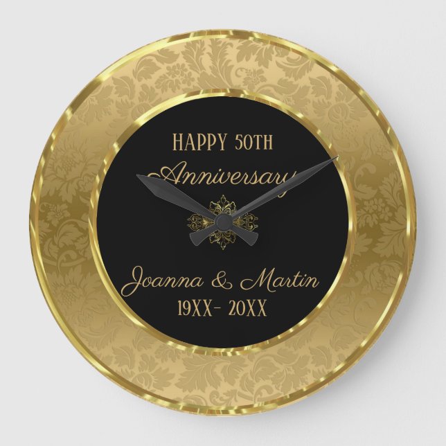 Relógio Grande Damasco Dourado e redemoinho do inclinação (Frente)