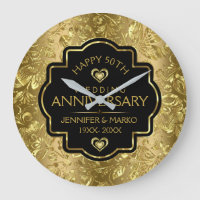 Damasco Negro e Dourado 50º Aniversário de Casamen