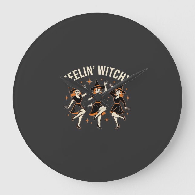 Relógio Grande Dança de Bruxa de Halloween Feelin’ Witchy (Frente)