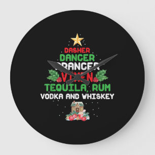 Relógio Grande Dançarino da Árvore Prancer Vixen Tequila Whiske