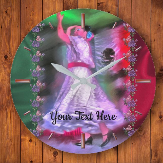 Relógio Grande Dançarino mexicano 0175 Large Clock (Criador carregado)