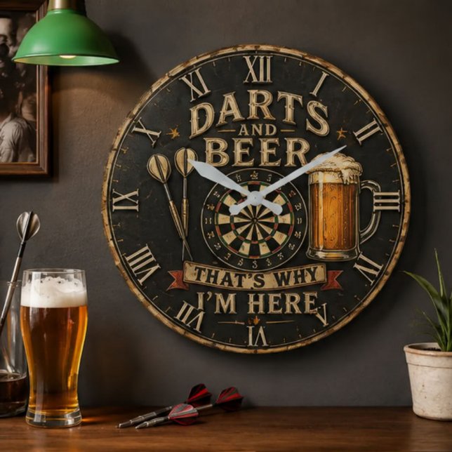 Relógio Grande Darts and Beer (Criador carregado)