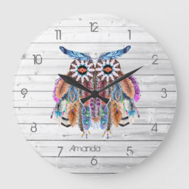 Relógio Grande de Dreamcatcher de Coruja Nativo Am