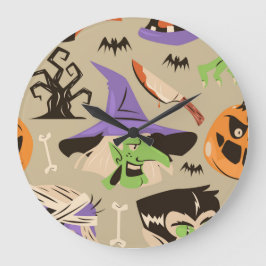 Relógio Grande de Halloween com Padrão Vintage