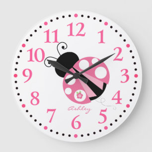 Relógio Grande de Ladybug Cor-de-Rosa Personaliza