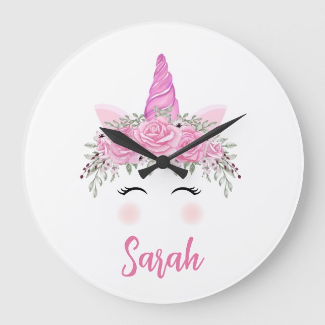 Relógio Grande de Unicórnio Personalizado Com Nome (Frente)