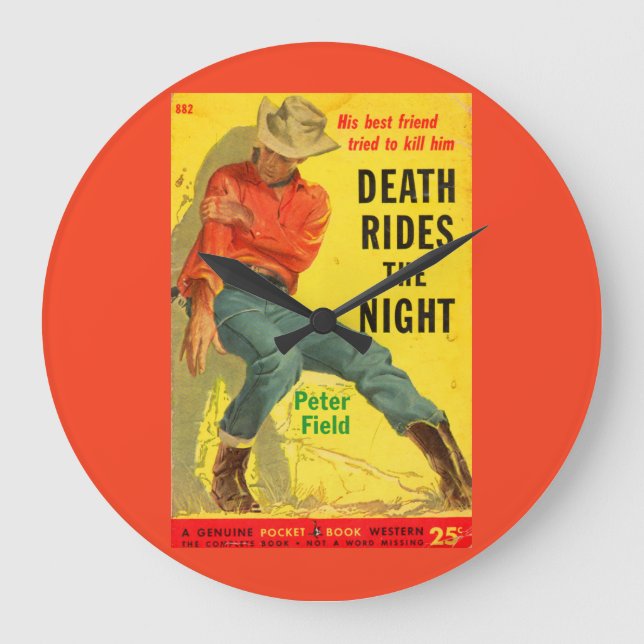 Relógio Grande Death Rides the Night Western book cobrir (Frente)