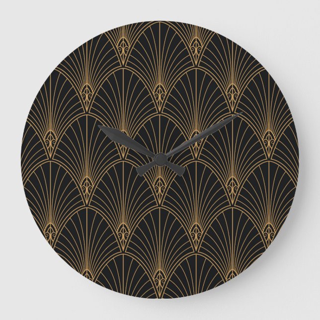 Relógio Grande Deco da arte: padrão geométrico clássico. (Frente)