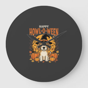 Relógio Grande Decoração de Abóbora de Halloween para Cães Beagle
