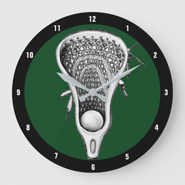 Relógio Grande Decoração de Esportes de Lacrosse (Frente)