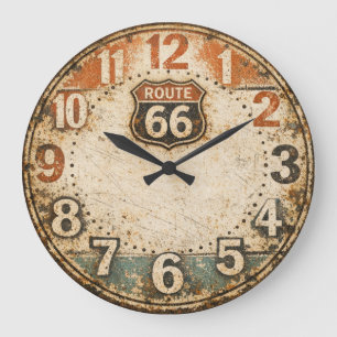 Relógio Grande Decoração de garagem desgastada pela Route 66 anti