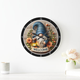 Relógio Grande Decoração de Parede de Boas-Vindas Gnome