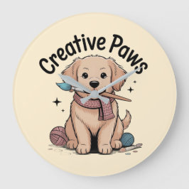 Relógio Grande Decoração para Amantes de Pintura de Cães Patas Cr