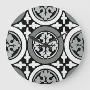 Relógio Grande Decorative Renaissance Rosette Tile Design