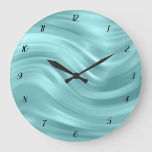 Relógio Grande Decorativo do Design de espiral azul Elegante Aqua