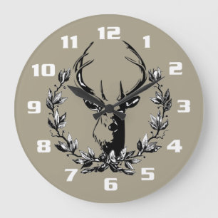 Relógio Grande Deer in Laurel Leaves