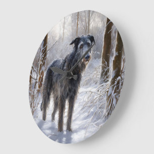 Relógio Grande Deerhound Escocês Deixe-o nevar no Natal