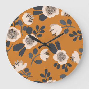 Relógio Grande Delicar Padrão Floral Da Vintagem Botânica