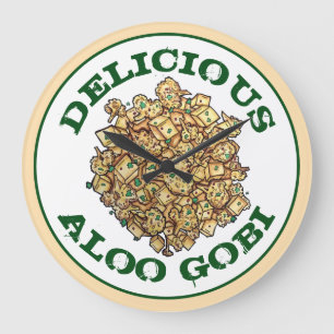 Relógio Grande Delicious Aloo Gobi Comida indiana Coury