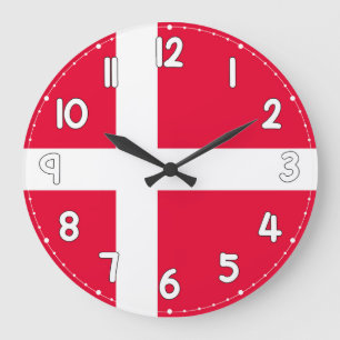 Relógio Grande Denmark Flag Wall Clock – Patriotic Danish Decor