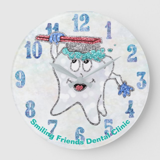 Relógio Grande Dental Clock Fun Glitter Custom (Frente)