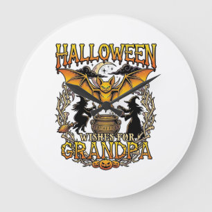 Relógio Grande Desejos de Halloween Vô Morcego Caldeirão de Bruxa