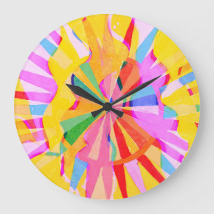 Relógio Grande Desenho abstrato criativo, fundo colorido.