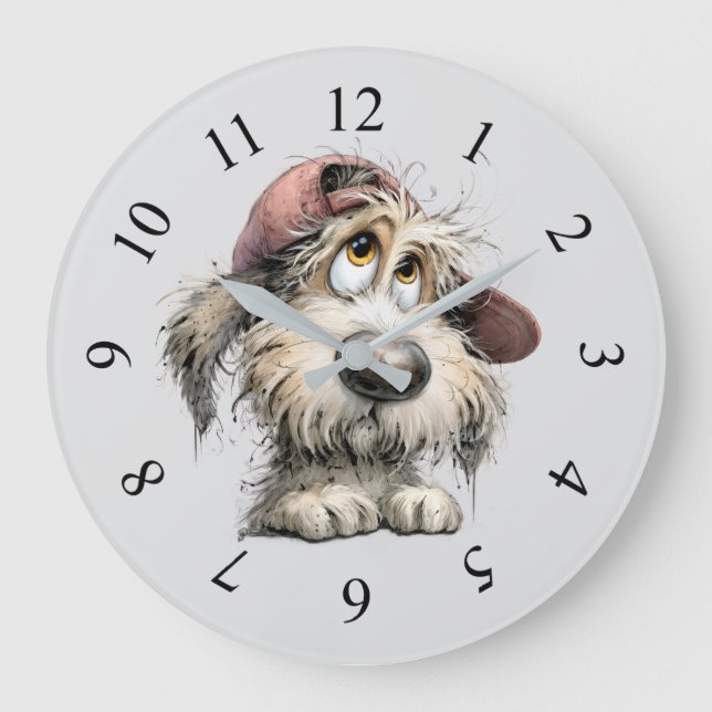 Relógio Grande Desenho de cachorro excêntrico fofo (Frente)