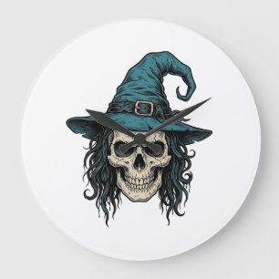 Relógio Grande Desenho de Camisa Vetorial de Halloween de Caveira