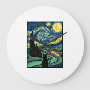 Relógio Grande Desenho de Camisa Vetorial de Paisagem Noturna de