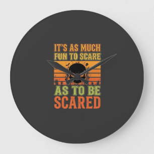 Relógio Grande Desenho de Caveira Assustadora de Halloween Retrô_