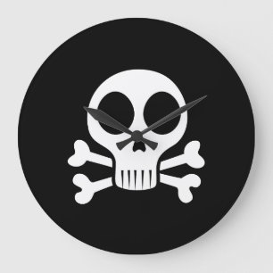 Relógio Grande Desenho de Caveira Pirata