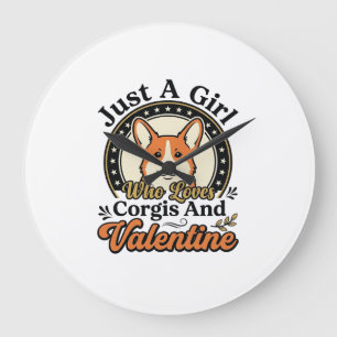 Relógio Grande Desenho de Corgi para o Dia dos Namorados para Ama