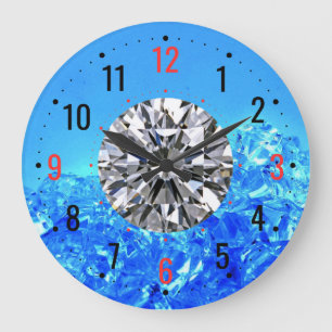 Relógio Grande Desenho de Diamante Elegante - Decoração Azul