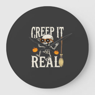 Relógio Grande Desenho de Esqueleto Dançante Funny Halloween Cree