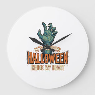 Relógio Grande Desenho de mão de monstro vintage Halloween dentro