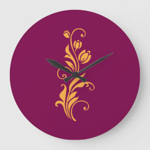 Relógio Grande Desenho Floral Ornamental de Flores