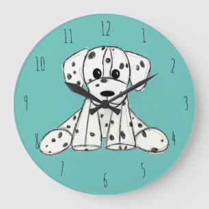 Relógio Grande Desenho simples de um cão dalmata de pelúcia em pr