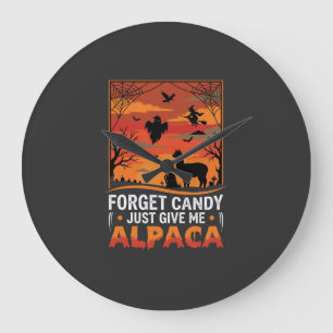 Relógio Grande Desenho Vetorial de Alpaca Esquecendo Doces de Hal