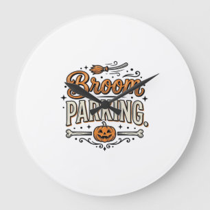 Relógio Grande Desenho Vetorial de Bruxa Vintage de Halloween de