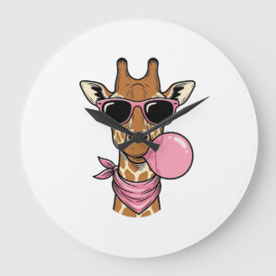 Relógio Grande Desenho Vetorial de Chiclete Girafa com Gravação A