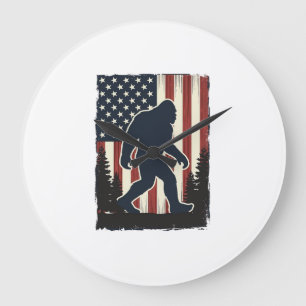 Relógio Grande Desenho Vetorial Floresta da Bandeira Americana Bi