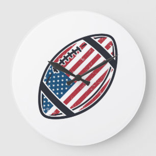 Relógio Grande Desenho Vetorial Vintage de Futebol Americano Patr