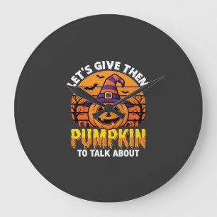 Relógio Grande Design de Abóbora Engraçada Pun Halloween2 (1)_1